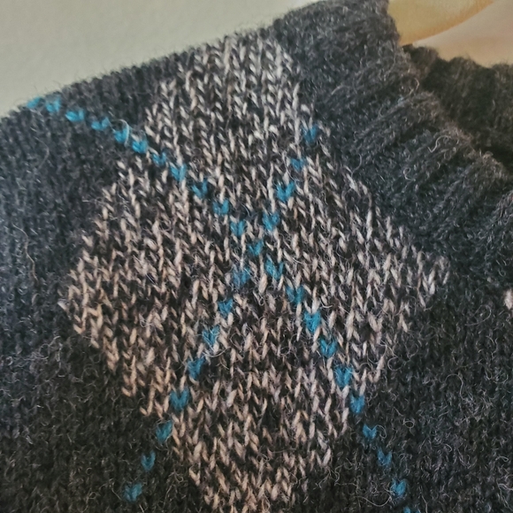 Vintage Pacific Club by Nak Sweater Men M Pullover Crew Gray Argyle Wool Thick - Picture 3 of 9